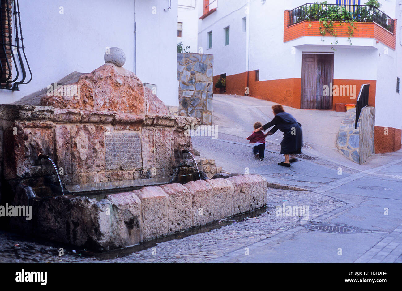 `Pilar Seco, fountain of XVII century, ´Laujar de Andarax.Alpujarras, Almeria province, Andalucia, Spain. Stockfoto